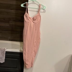 Pink midi bodycon dress
